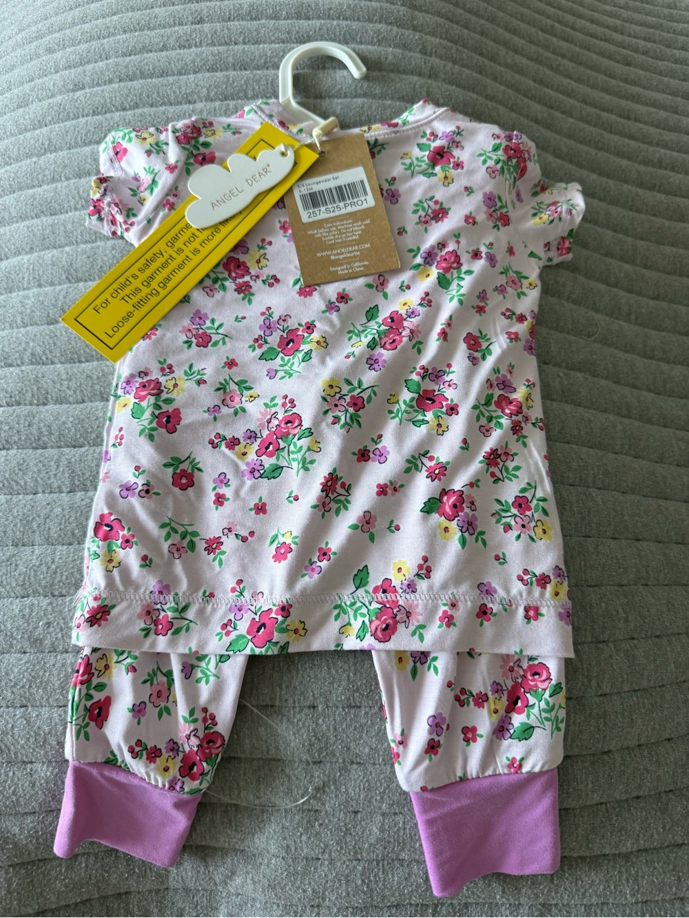 Angel Dear Pink Floral Baby Two-Piece Set with Green Accents